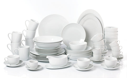 Waterside White Coupe Porcelain Dinner Set, 60 Pieces