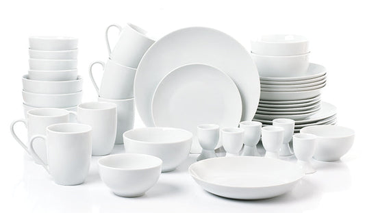 Waterside White Coupe Porcelain Dinnerware Set, 42 Pieces