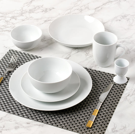 Waterside White Coupe Porcelain Dinnerware Set, 42 Pieces