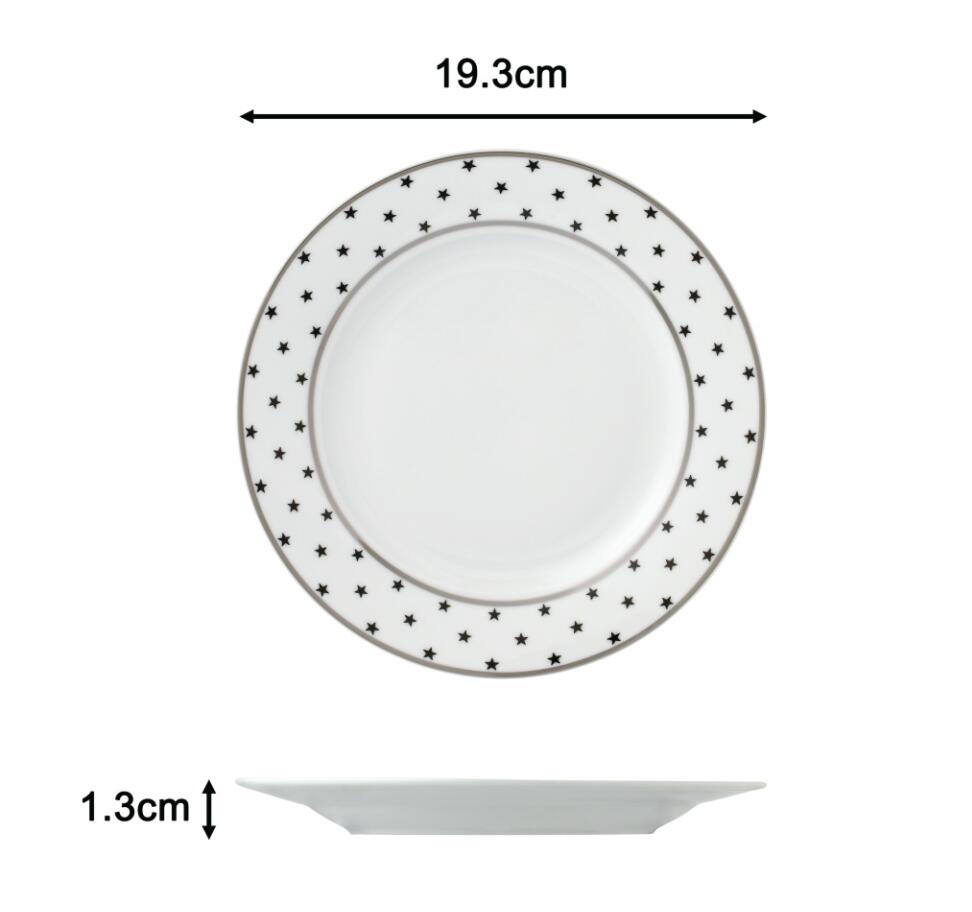 12PC Black Star with Plat Rim Dinner Set