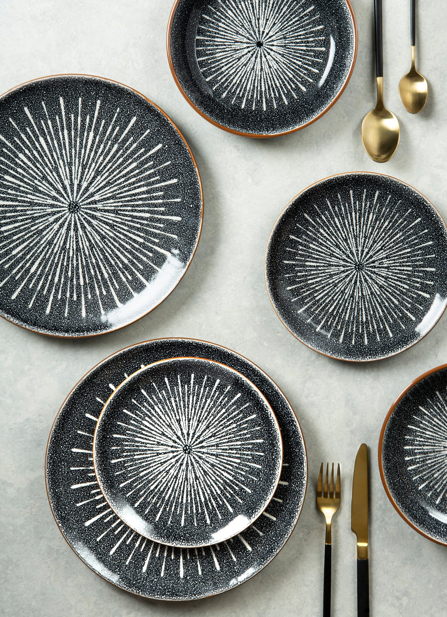 Starburst Reactive Glaze Stoneware Dinnerware Set, 12 Pieces