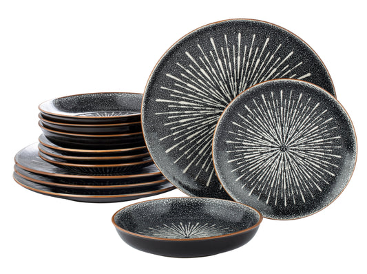 Starburst Reactive Glaze Stoneware Dinnerware Set, 12 Pieces