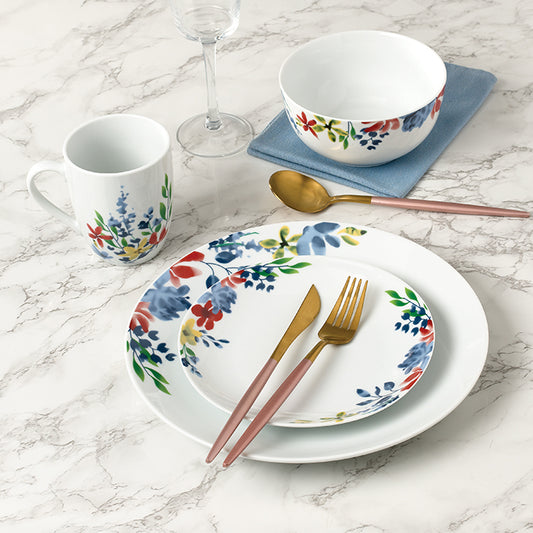 Watercolour Floral Porcelain Dinnerware Set, 16 Pieces