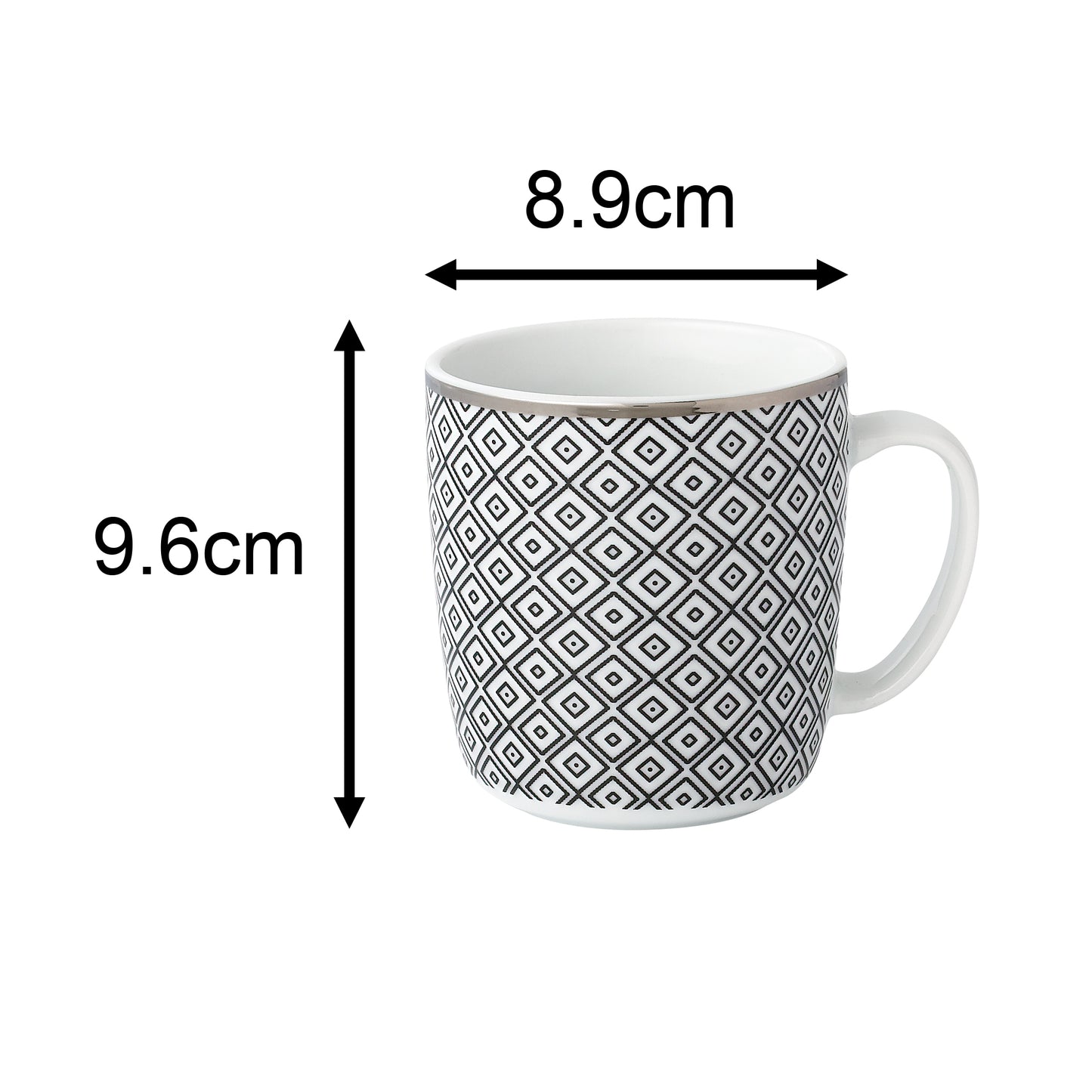 Black Diamond Silver Rim Porcelain Dinnerware Set, 16 Pieces