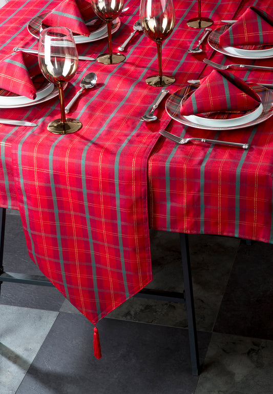 10pc Tartan Jacquard Table Linen Set