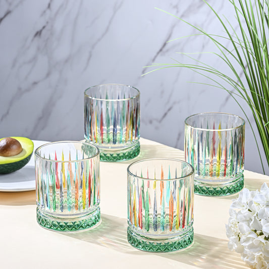 Multi-Colour Design Christmas Glass Tumblers, 4 Pieces