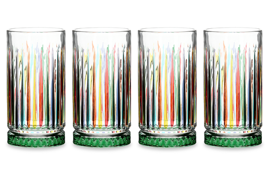 Multi-Colour Design Christmas Glass Hi-Ball, 4 Pieces