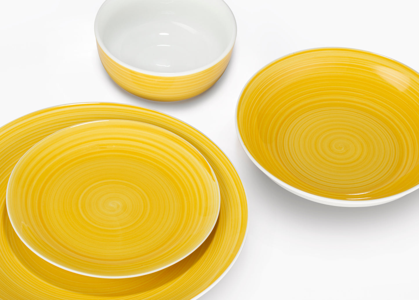 Spinwash Sunshine Yellow Porcelain Dinnerware Set, 16 Pieces