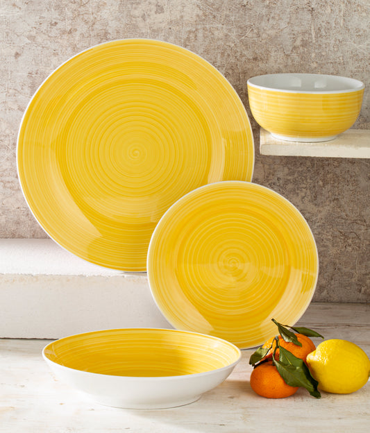 Spinwash Sunshine Yellow Porcelain Dinnerware Set, 16 Pieces