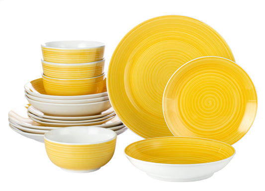 Spinwash Sunshine Yellow Porcelain Dinnerware Set, 16 Pieces