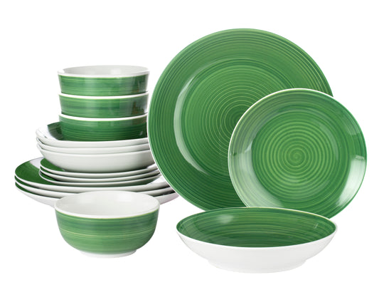 Spinwash Green Porcelain Dinnerware Set, 16 Pieces