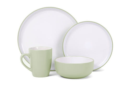 Green Pastel Stoneware Dinner Set, 16 Pieces