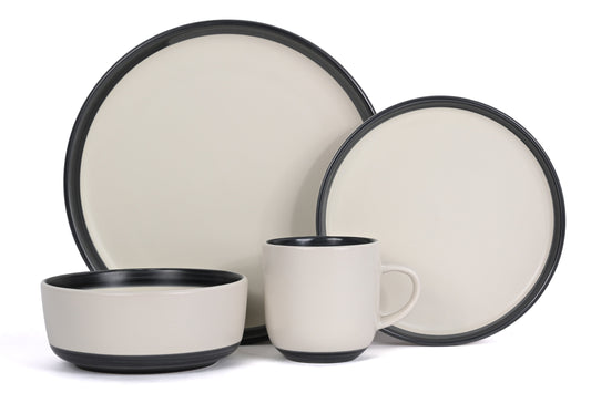 Hand Brush Stoneware Dinnerware Set, 16 Pieces