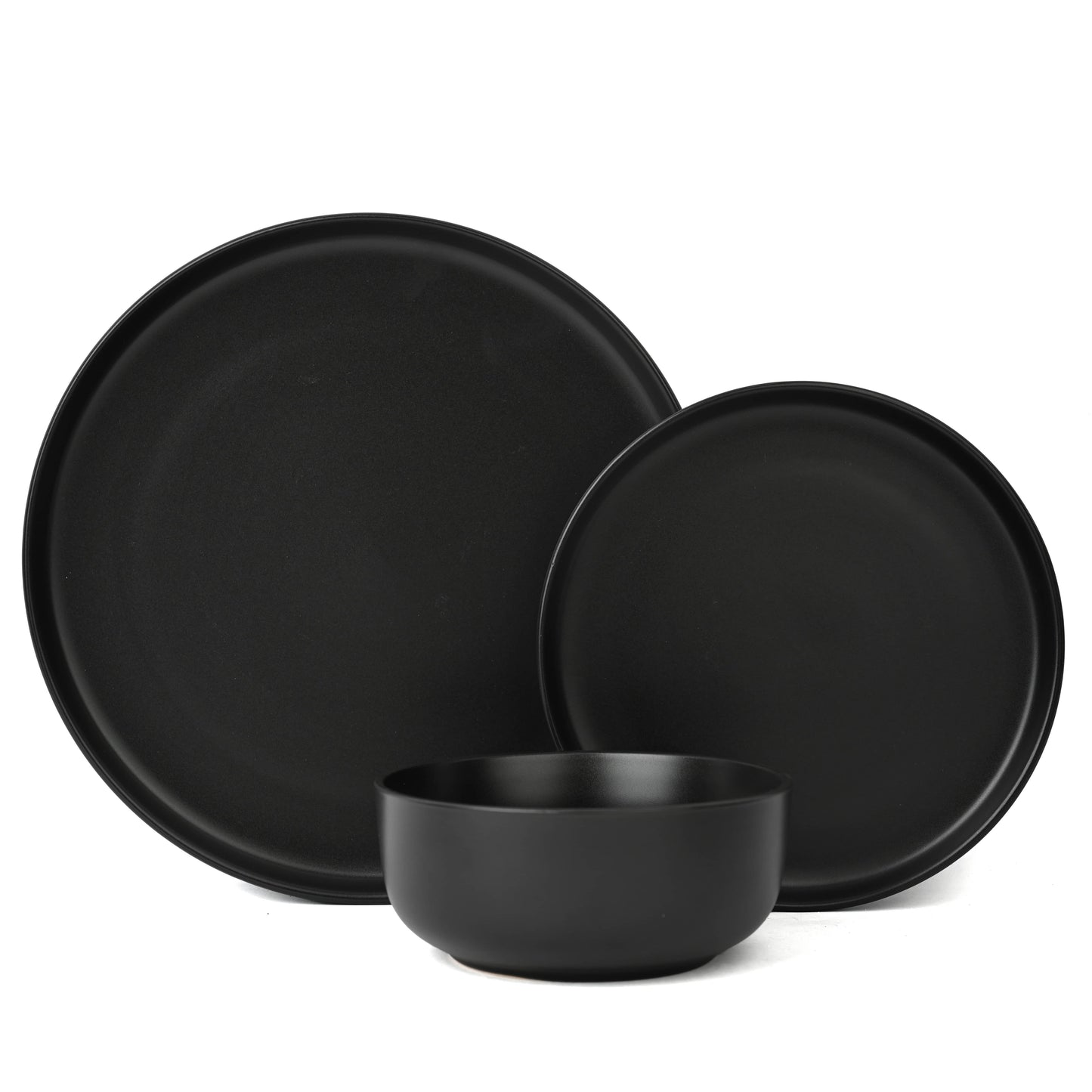 Solid Black Stoneware Dinner Set, 16 Pieces