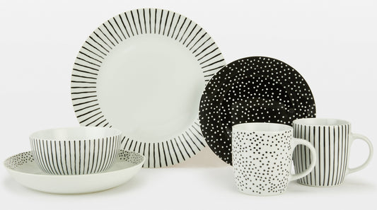 Betsy Porcelain Dinnerware Set BLACK, 20 Pieces