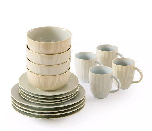 Reactive Glaze Cream Stoneware Dinner Set, 16 Pieces