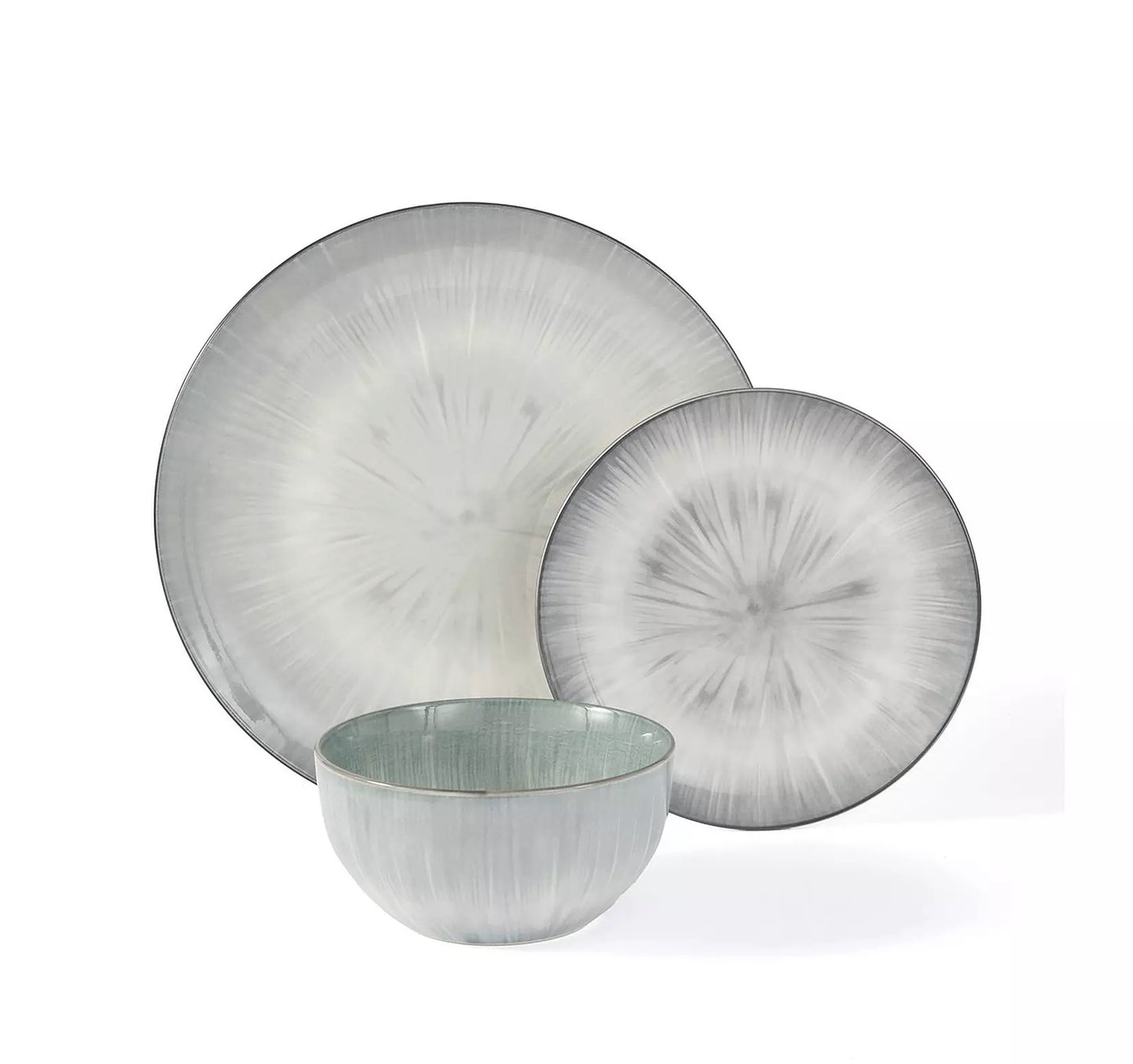 *** XMAS SPECIAL *** Grey Star Reactive Glaze Porcelain Dinner Set, 12 Pieces