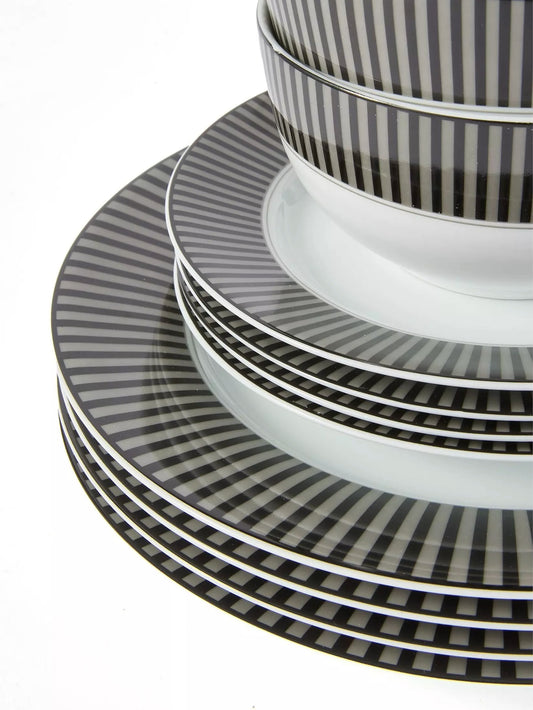 Belmont Black Stripe Porcelain Dinnerware Set, 12 Pieces
