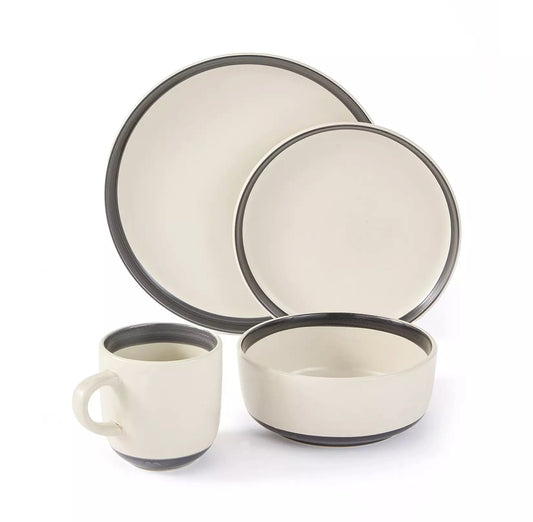 Hand Brush Stoneware Dinnerware Set, 16 Pieces