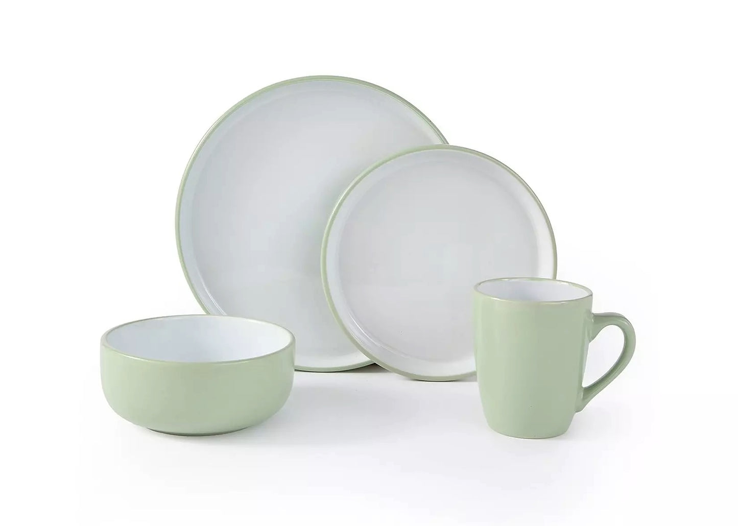 Green Pastel Stoneware Dinner Set, 16 Pieces