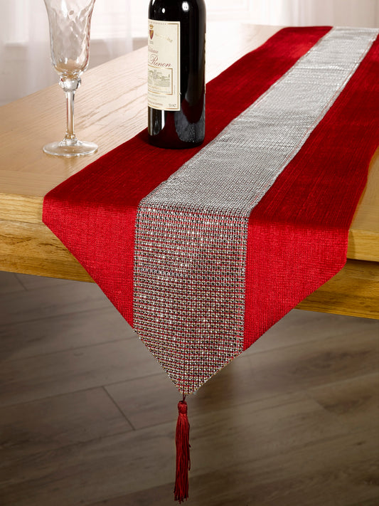 7pc Velvet Red Dimante Runner Set