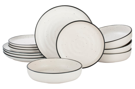 Speckle Glazed Stoneware Dinnerware Set, 12 Pieces