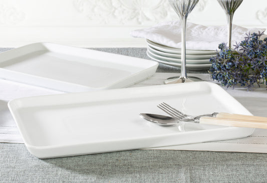 Set of 2 Super White XL Serving Platters