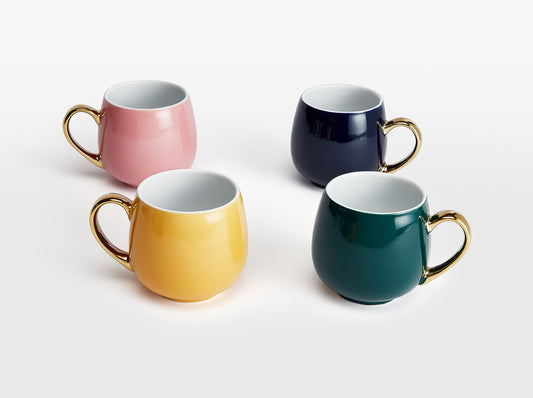 Set of 4 Harlem Gold Handled Mugs