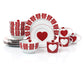 Nordic Red Heart Christmas Porcelain Dinnerware Set, 16 Pieces