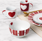 Nordic Red Heart Christmas Porcelain Dinnerware Set, 16 Pieces