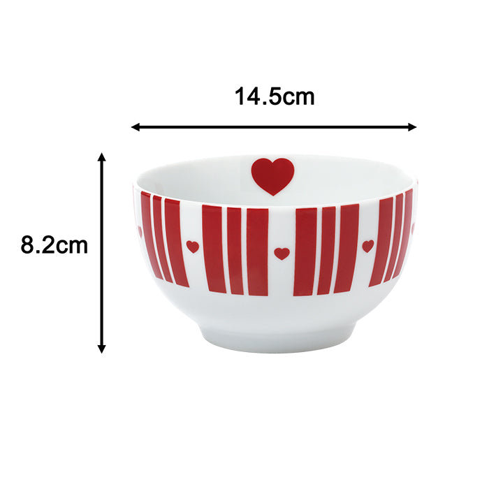 Nordic Red Heart Christmas Porcelain Dinnerware Set, 16 Pieces