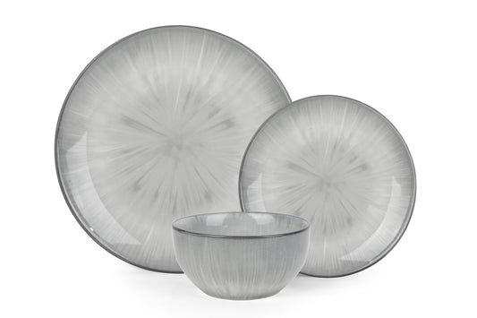 Grey Star Reactive Glaze Porcelain Dinner Set, 12 Pieces