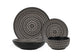 Pad Print Black Stoneware Dinner Set, 16 Pieces