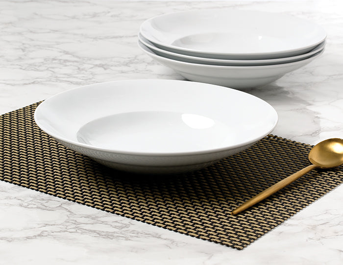 Waterside 4 Piece Large White Pasta Bowls (video attached)
