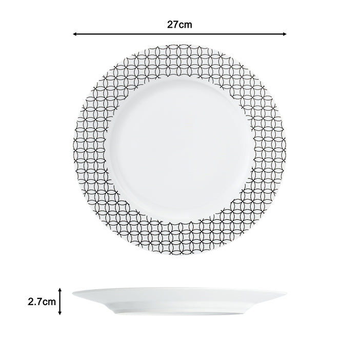 Waterside 16pc Geo Noir Porcelain Dinnerware Set (video attached)