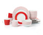 Red & White Geo Porcelain Dinnerware Set, 16 Pieces