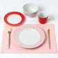 Red & White Geo Porcelain Dinnerware Set, 16 Pieces