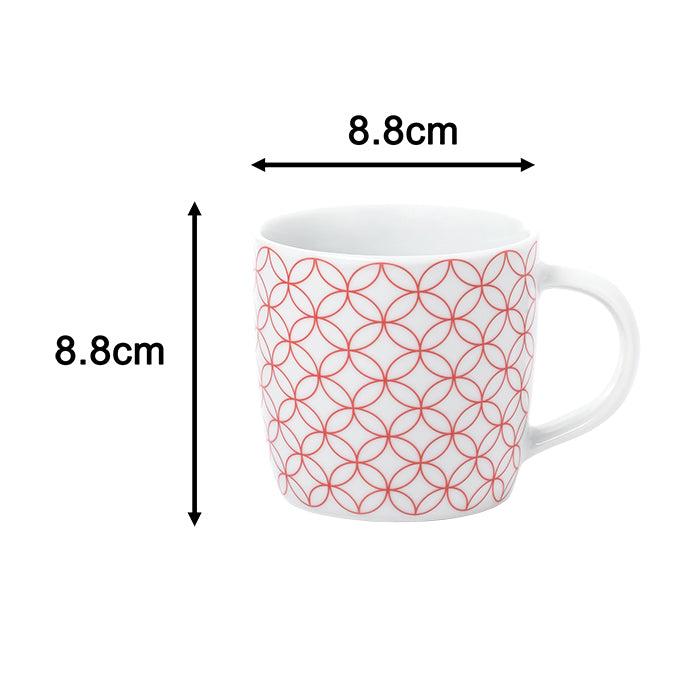 Waterside 16pc Geo Rosso Porcelain Dinnerware Set; 4 Dinner Plates, Side Plates, Deep Bowls & Mugs