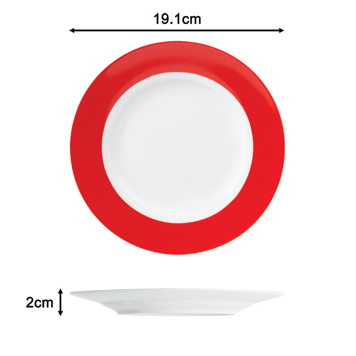 Waterside 16pc Geo Rosso Porcelain Dinnerware Set; 4 Dinner Plates, Side Plates, Deep Bowls & Mugs