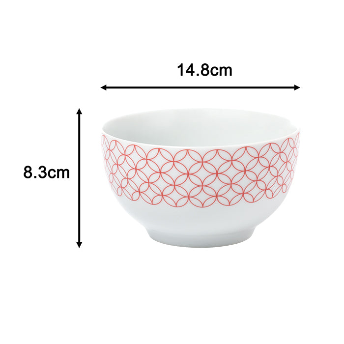 Waterside 16pc Geo Rosso Porcelain Dinnerware Set; 4 Dinner Plates, Side Plates, Deep Bowls & Mugs