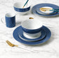 Blue Linear Porcelain Dinnerware Set, 16 Pieces
