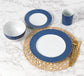 Blue Linear Porcelain Dinnerware Set, 16 Pieces