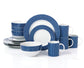 Blue Linear Porcelain Dinnerware Set, 16 Pieces