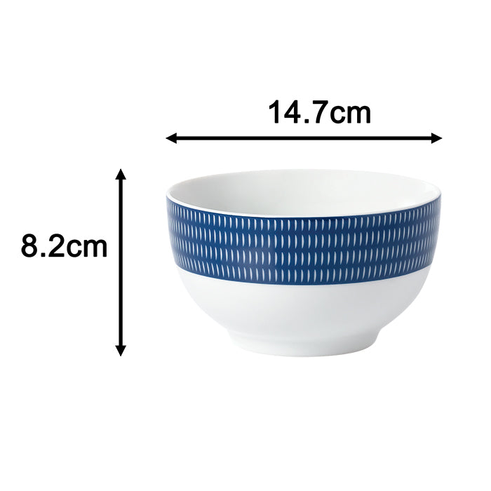 Blue Linear Porcelain Dinnerware Set, 16 Pieces
