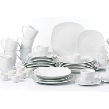 54pc Waterside White Square Porcelain Athena Dinnerware Set (video attached)