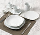 Waterside White Square Porcelain Athena Dinnerware Set, 54 Pieces