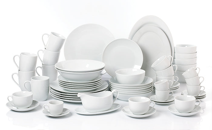 Waterside White Coupe Porcelain Dinner Set, 60 Pieces