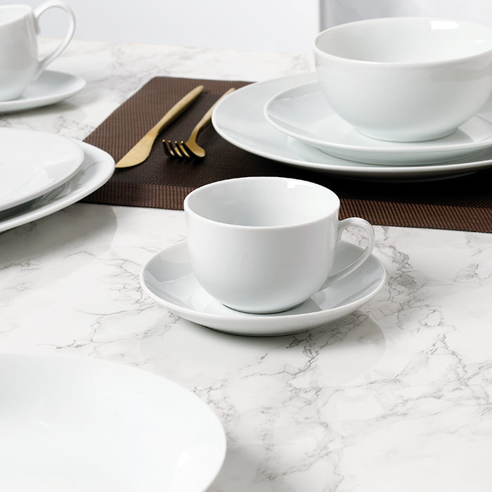 60pc Waterside White Coupe Porcelain Dinner Set (video attached)