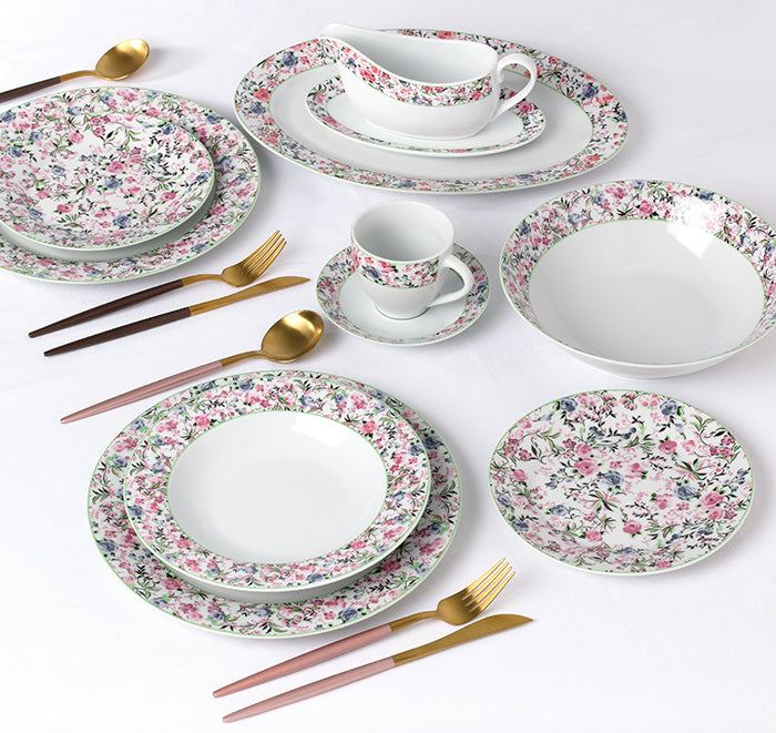 35pc Waterside Bloomsbury Garden Porcelain Dinnerware Set
