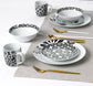 Black & White Kira Porcelain Dinnerware Set, 16 Pieces